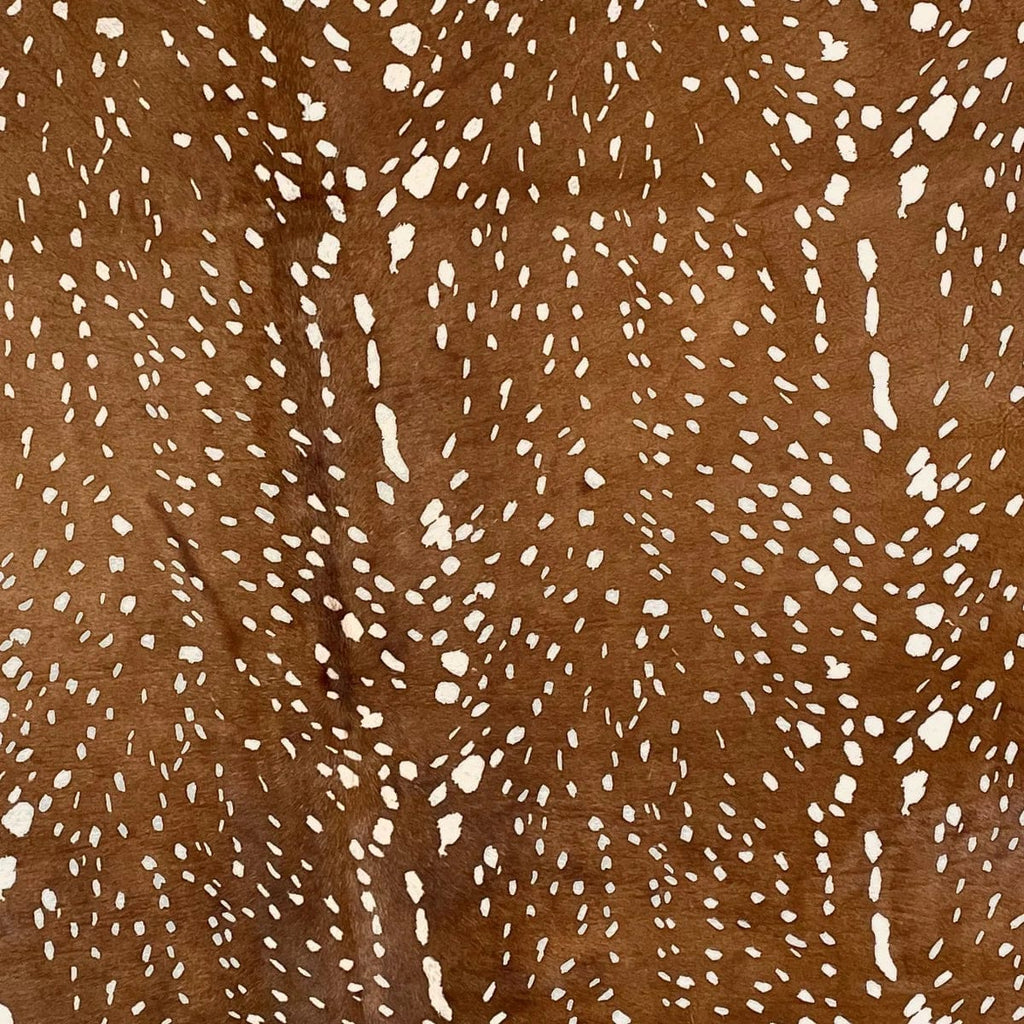 Stenciled Axis Deer Print on Cowhide - Cowhide Upholstery - Your Western Decor