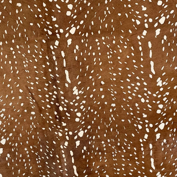 Stenciled Axis Deer Print on Cowhide
