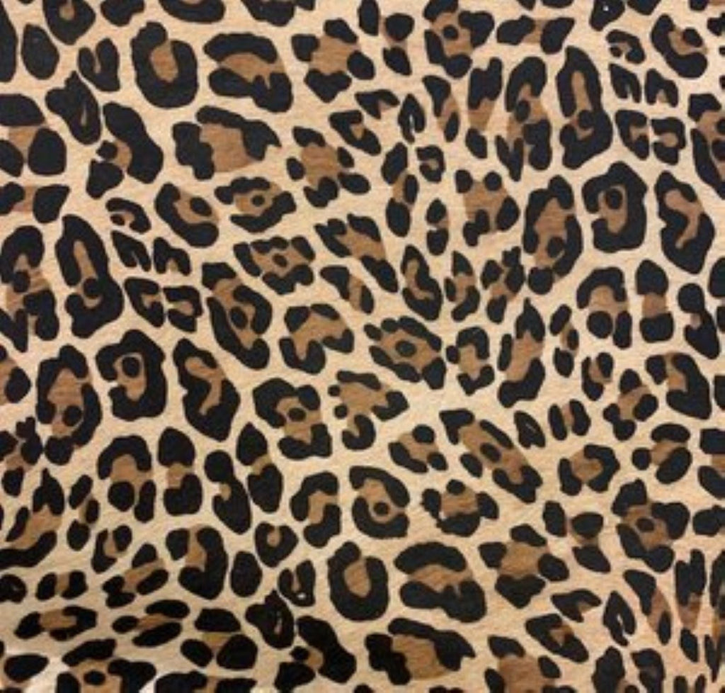 Stenciled Wild Leopard on Beige Cowhide - Your Western Decor Design Studio