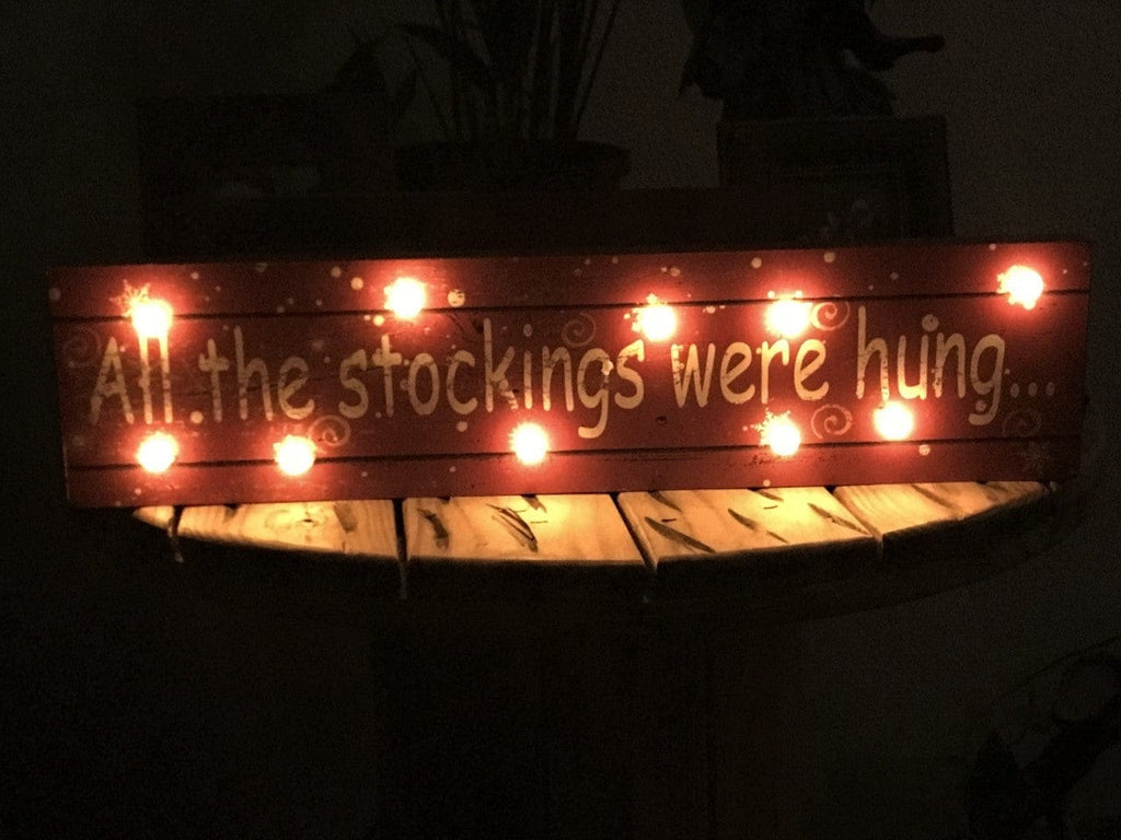 Stocking were hung wood marquee sign in the dark - Your Western Decor