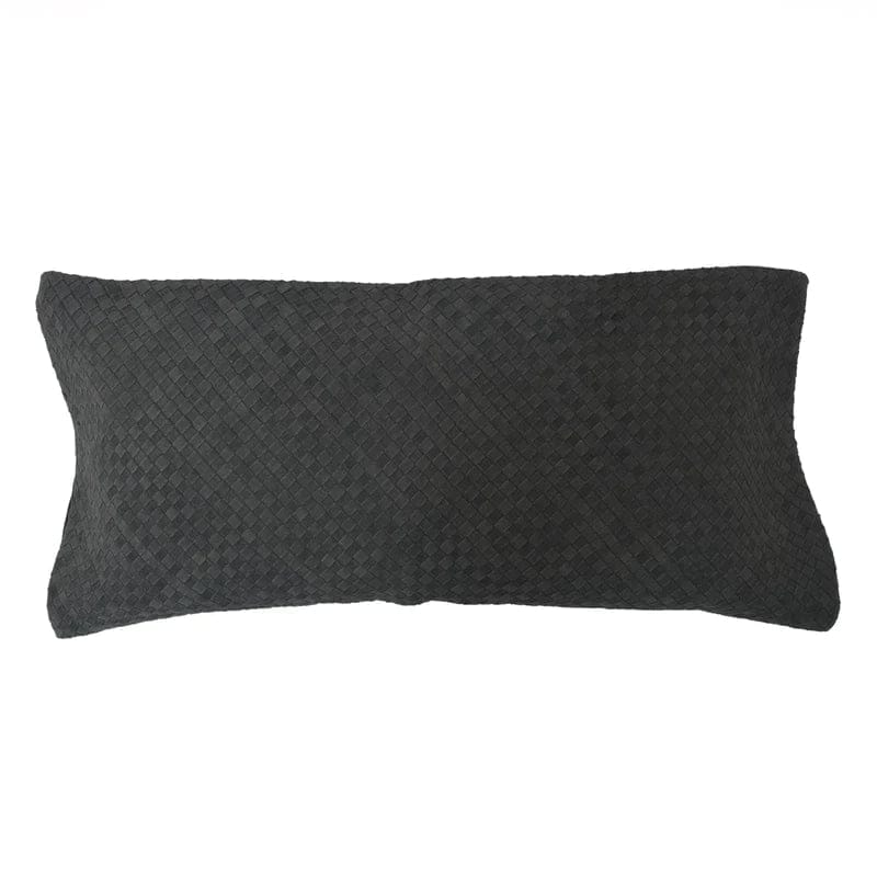 black suede woven leather lumbar pillow - Your Western Decor