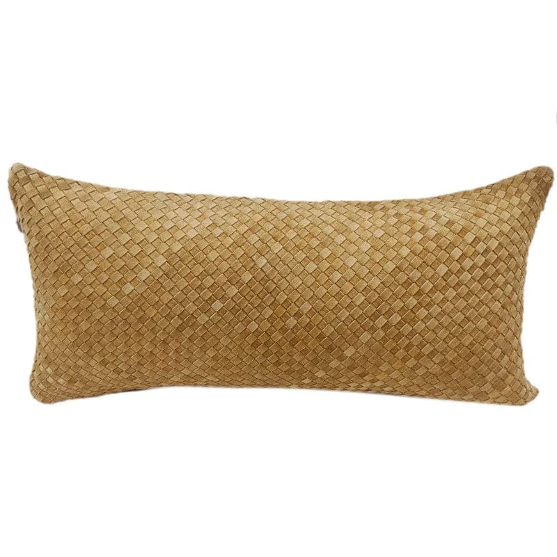 acorn suede woven leather lumbar pillow - Your Western Decor