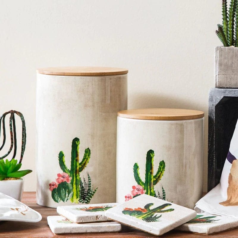 Summer succulent and cactus kitchen canisters - Your Western Decor