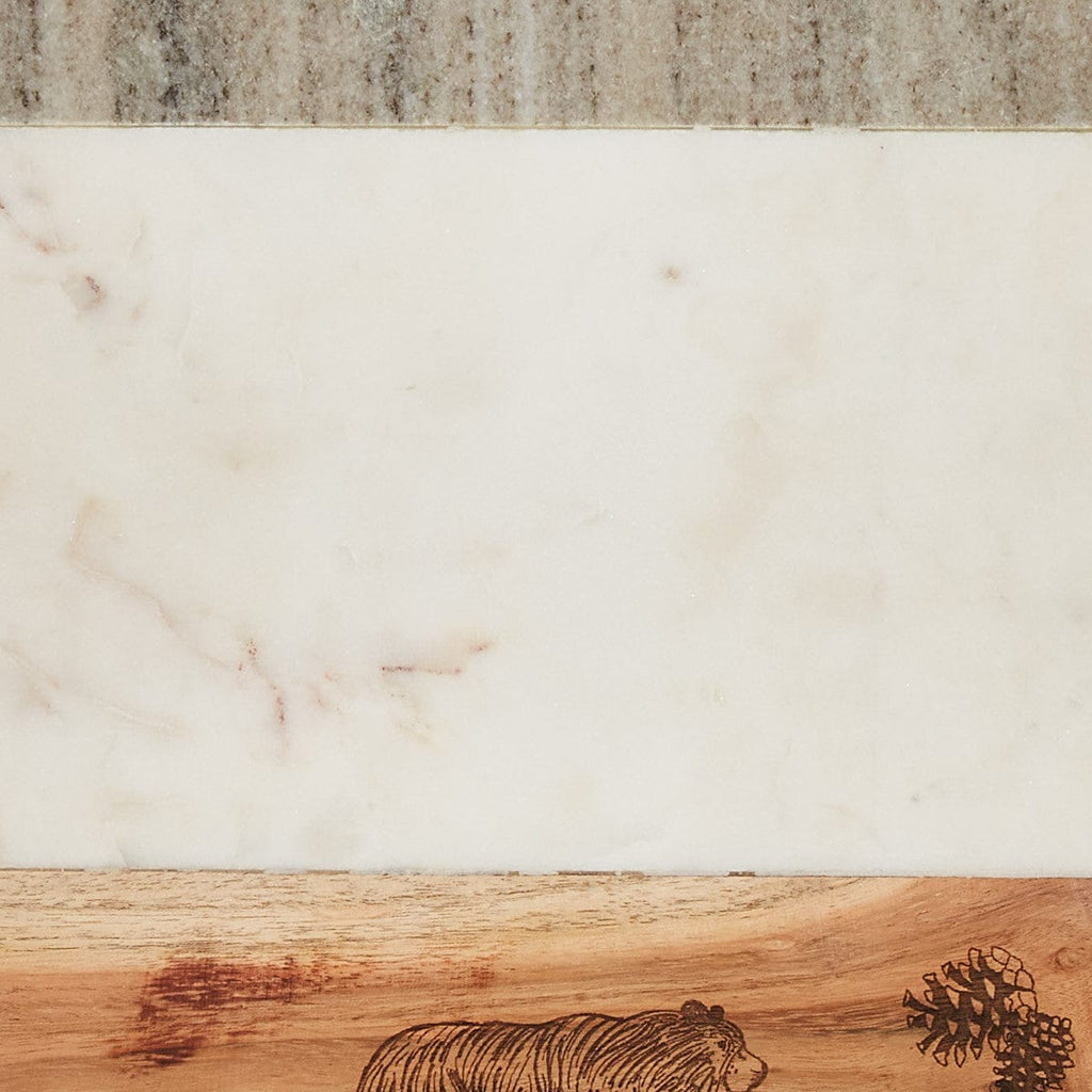 Marble and wood detail on summit ridge cutting board - Your Western Decor