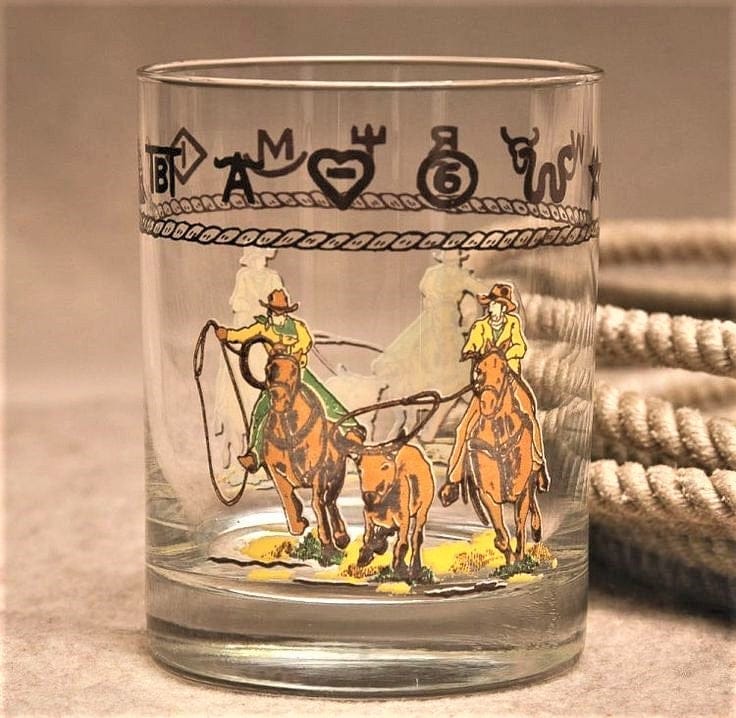 Team Roping Double Old Fashion Glasses made in the USA - Your Western Decor