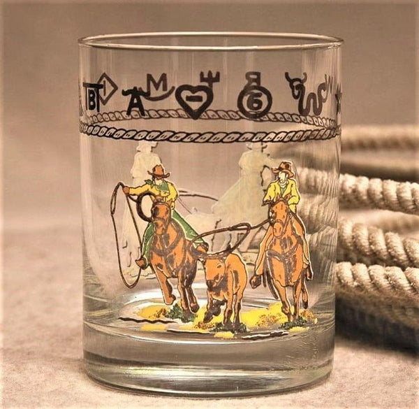 Team Roping Double Old Fashion Glasses