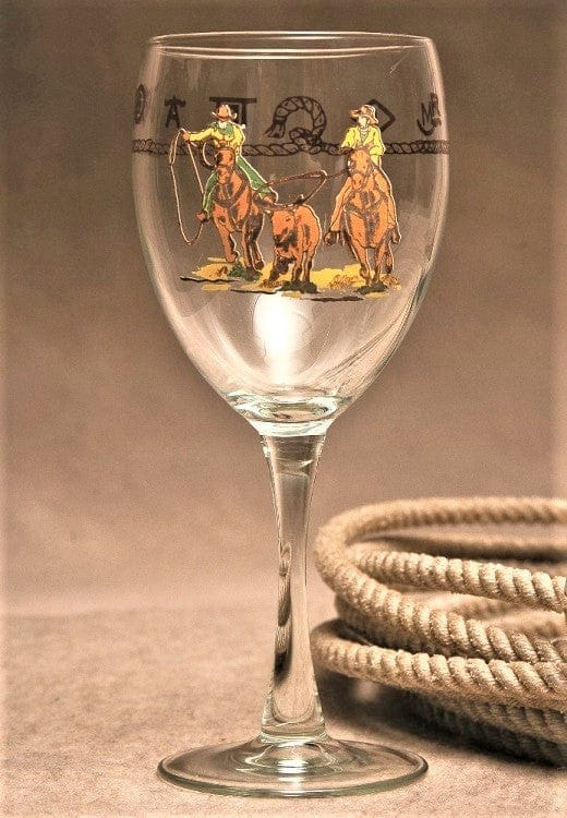 Team Roping Wine Goblet Set made in the USA - Your Western Decor