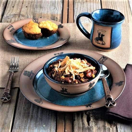 Texas West Dinnerware in Blue - Your Western Decor, LLC