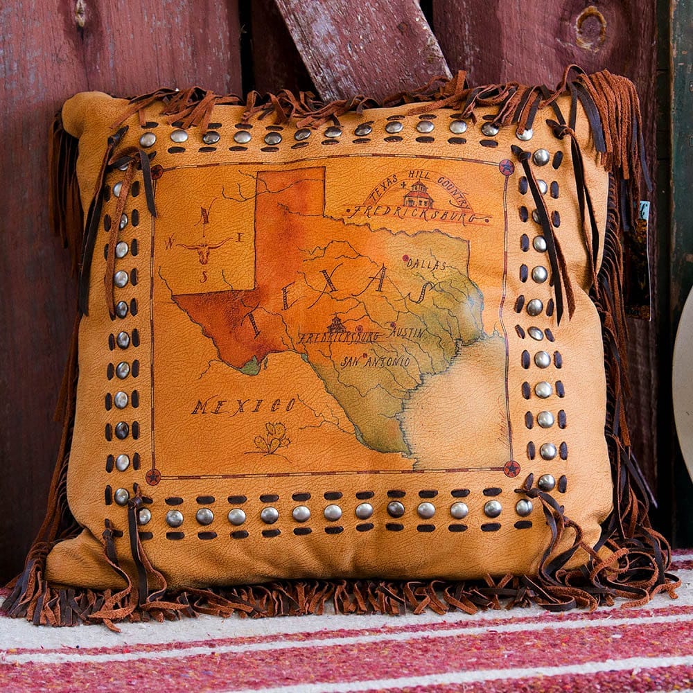 Leather Texas State Accent Pillow - Your Western Decor & Design