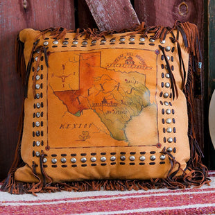 Leather Wyoming State Accent Pillow