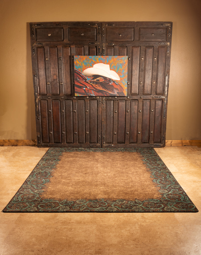 Tooled Floral Western Area Rug - American made rugs - Your Western Decor