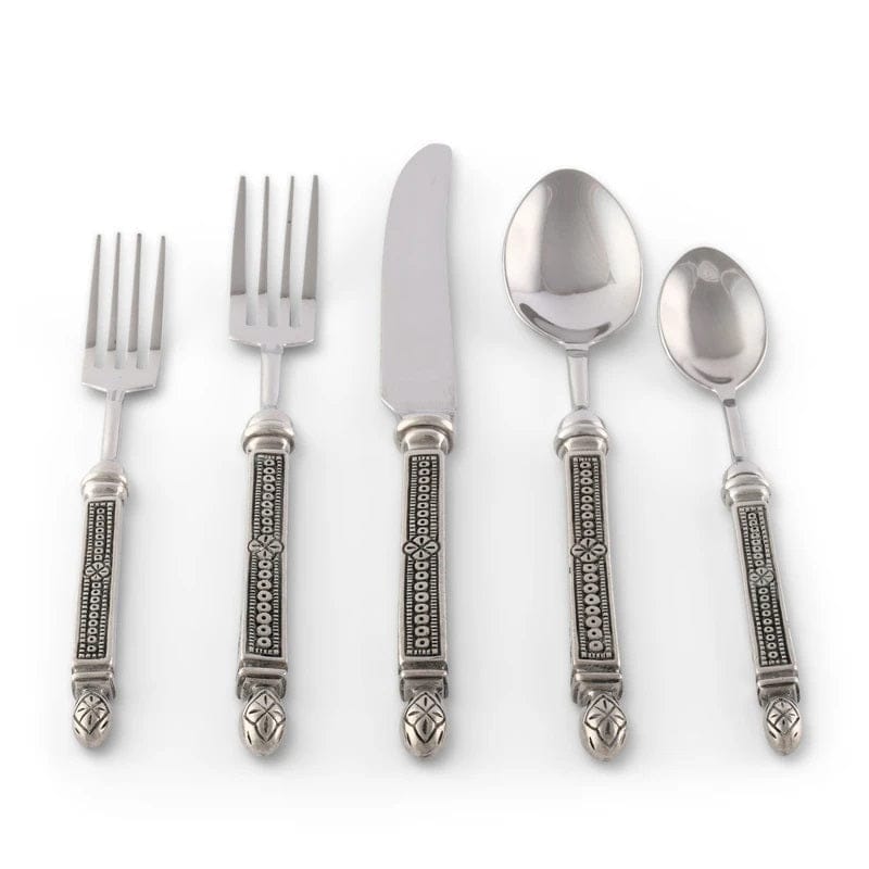 Tooled pewter and stainless steel flatware set - Your Western Decor