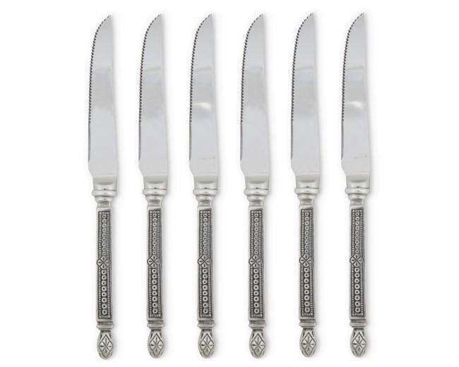 Tooled Pewter Handled Steak Knives - Your Western Decor