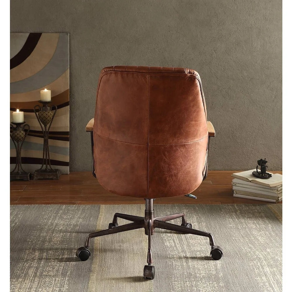 Top Grain Leather Desk Chair back view - Your Western Decor