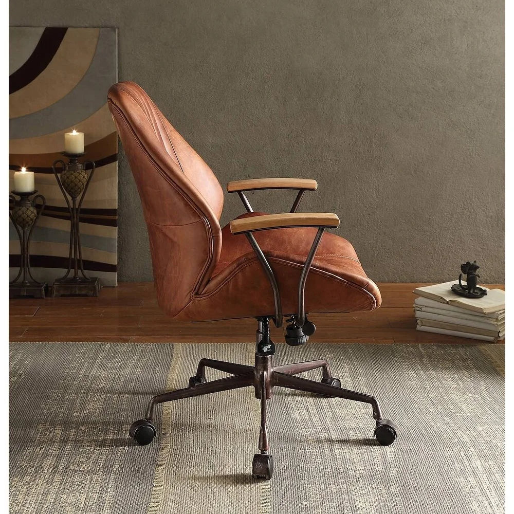 Top Grain Leather Desk Chair side view - Your Western Decor