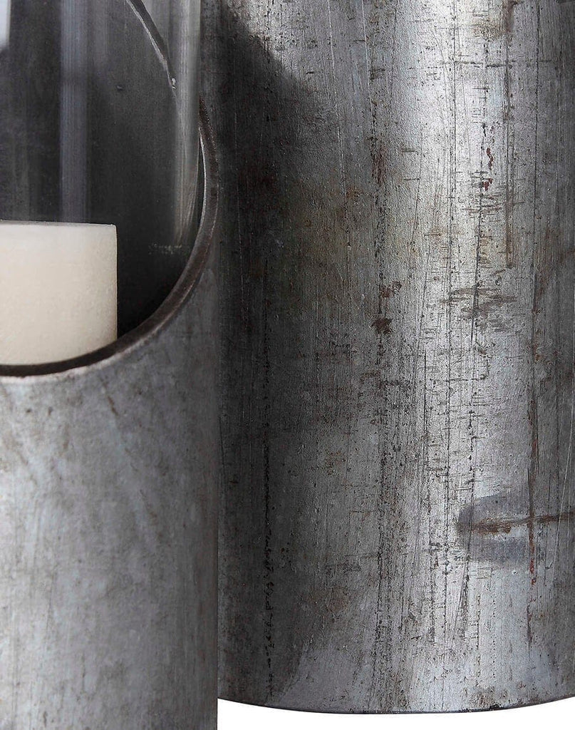 Tubular Steel & Glass Pillar Candle Holder Detail - Your Western Decor
