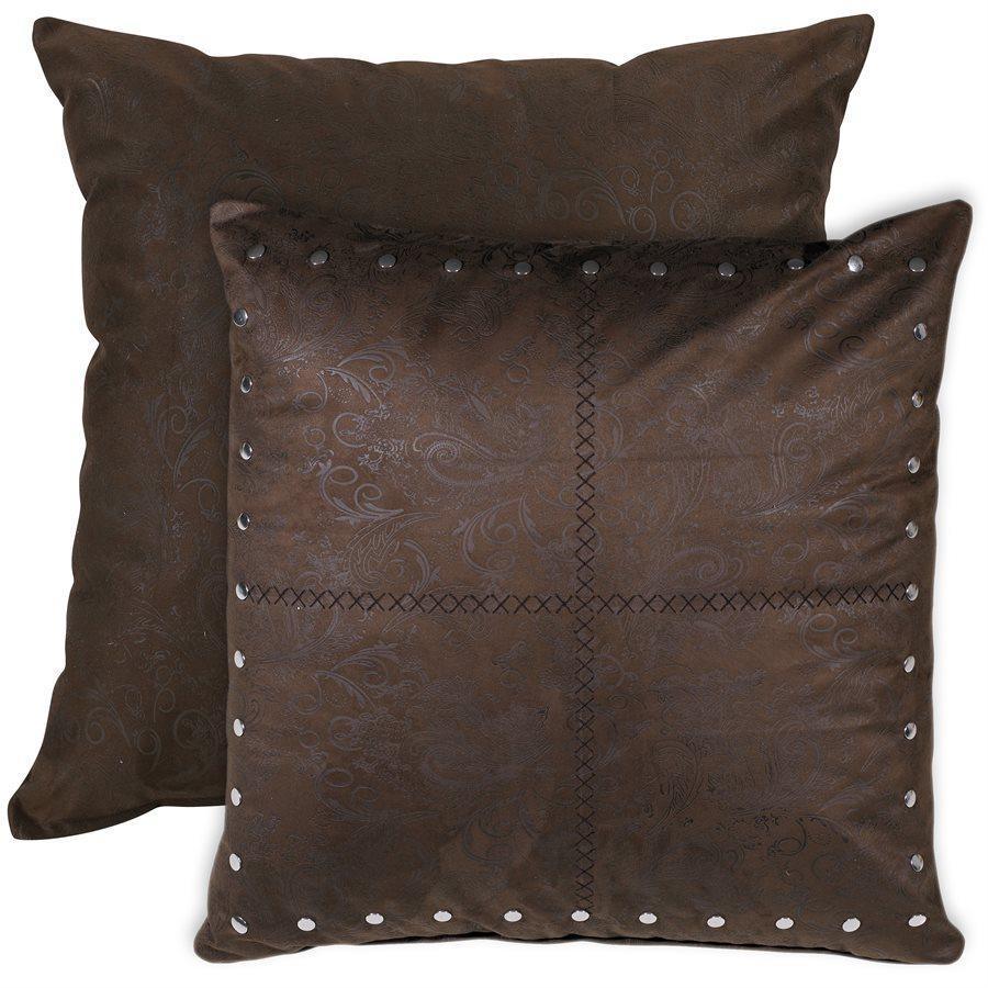 Studded Tooled Faux Leather Euro Sham - Your Western Decor