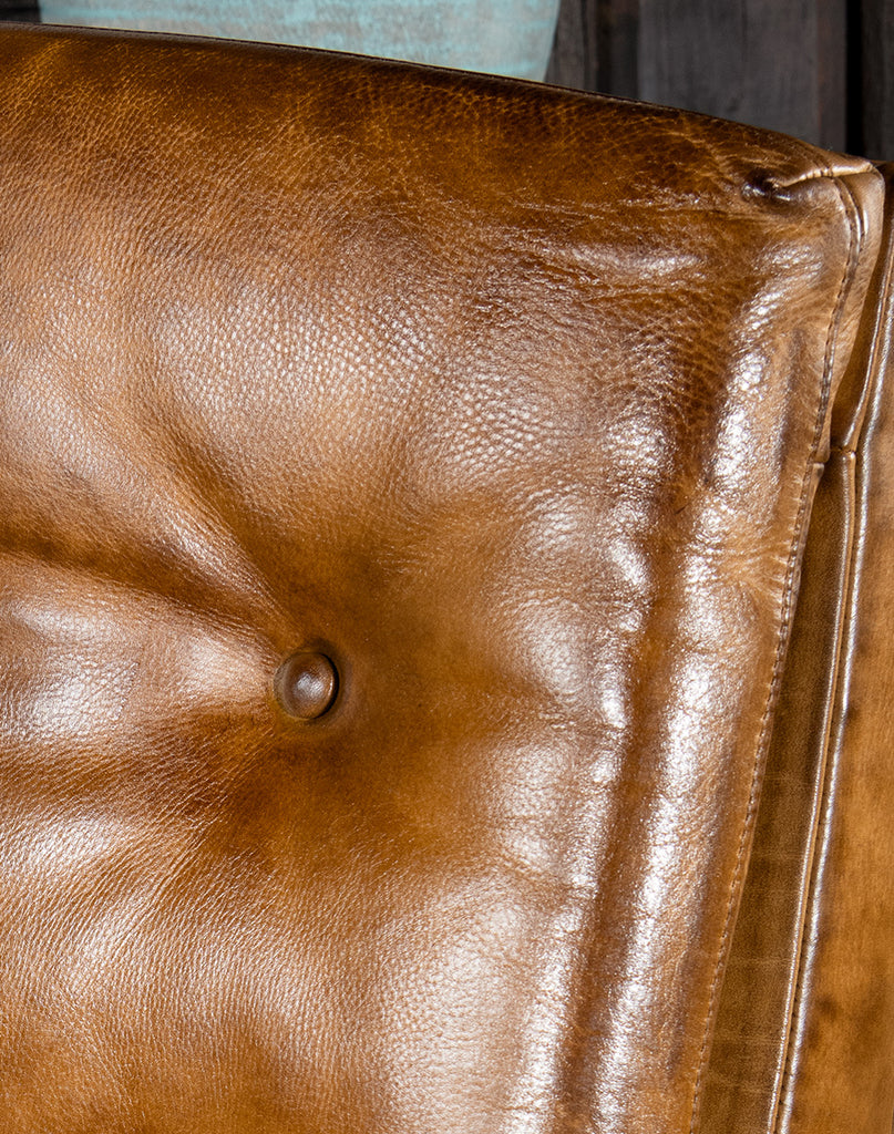 Tufted Burnished Leather Recliner leather detail - Your Western Decor