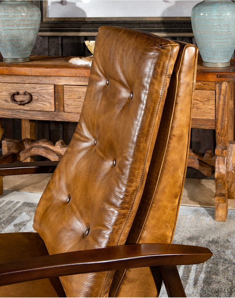 Tufted Burnished Leather Recliner side - Your Western Decor
