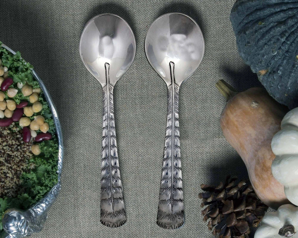 Turkey Feather Aluminum Serving Spoons - Your Western Decor