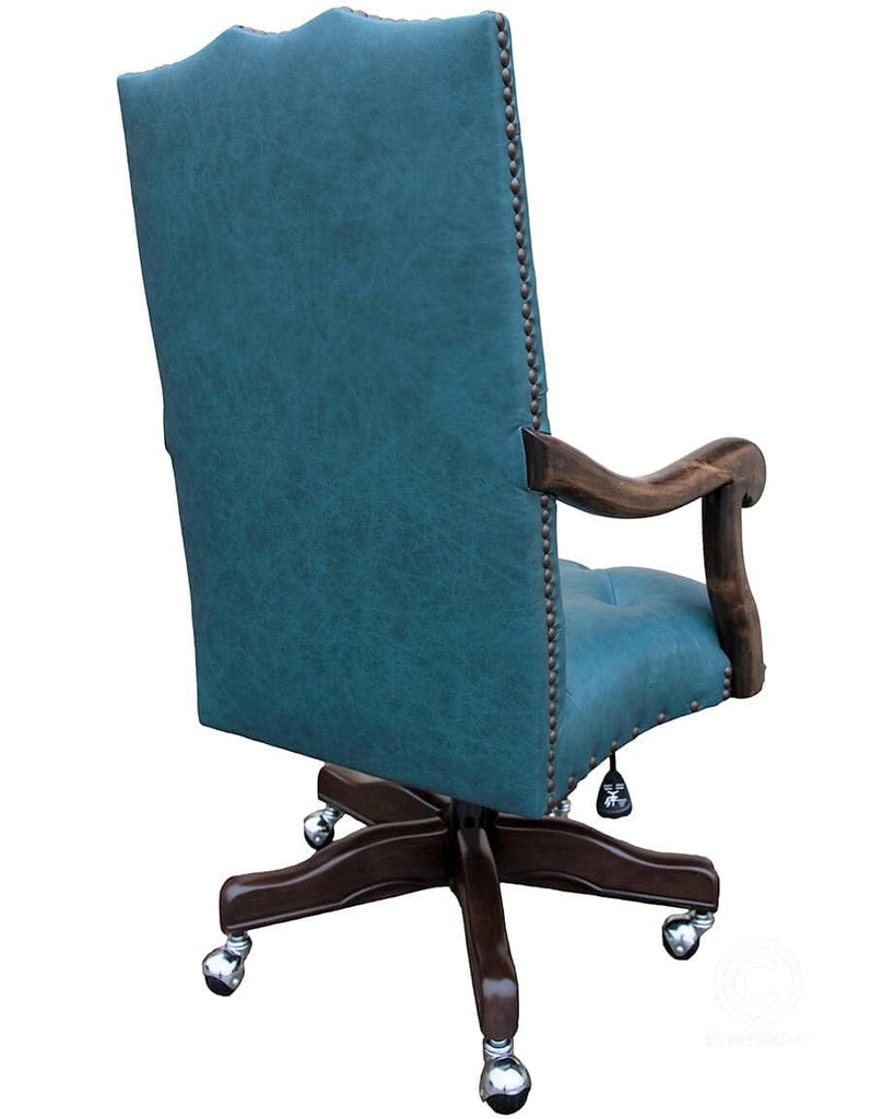 Turquoise Dust Leather Office Chair - Your Western Decor & Design