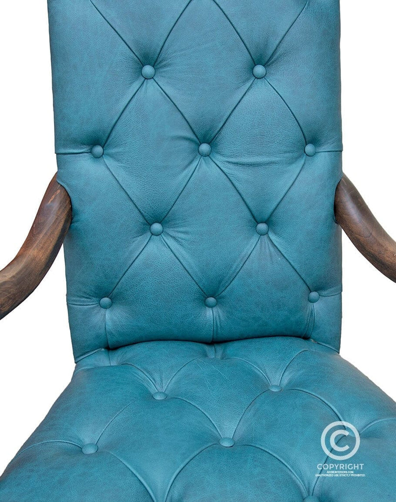 Turquoise Dust Leather Office Chair - Your Western Decor, LLC