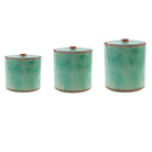 Southwestern turquoise kitchen canisters with copper distressing