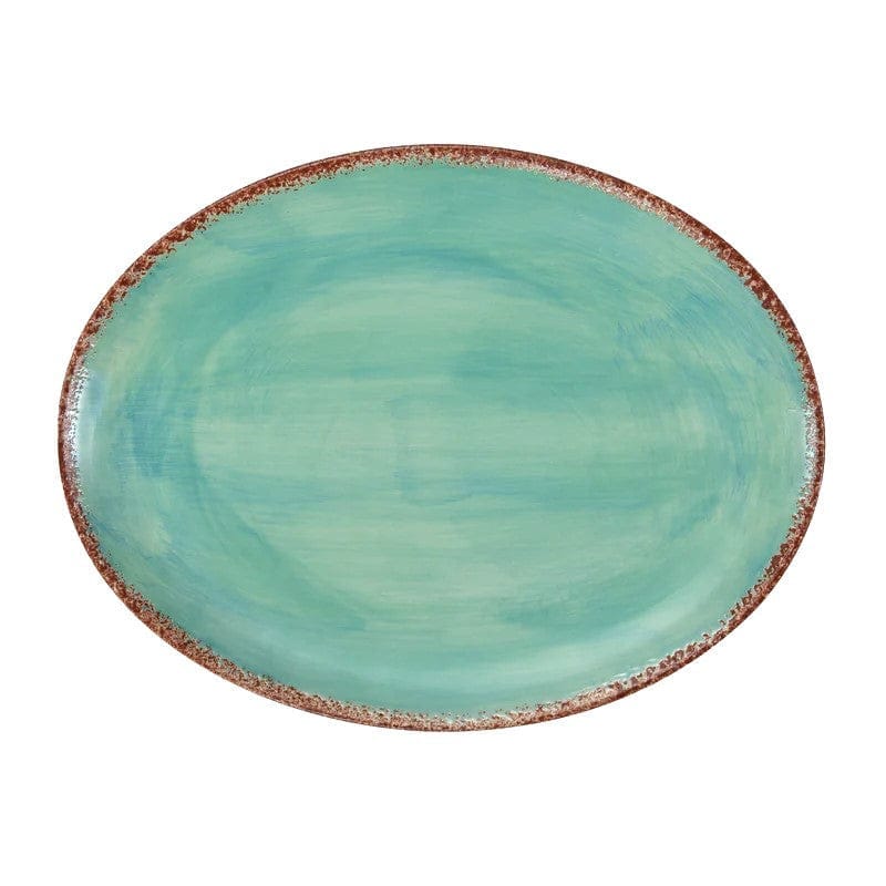 Turquoise Rust Patina Serving Platter - Oval serving plate - Your Western Decor