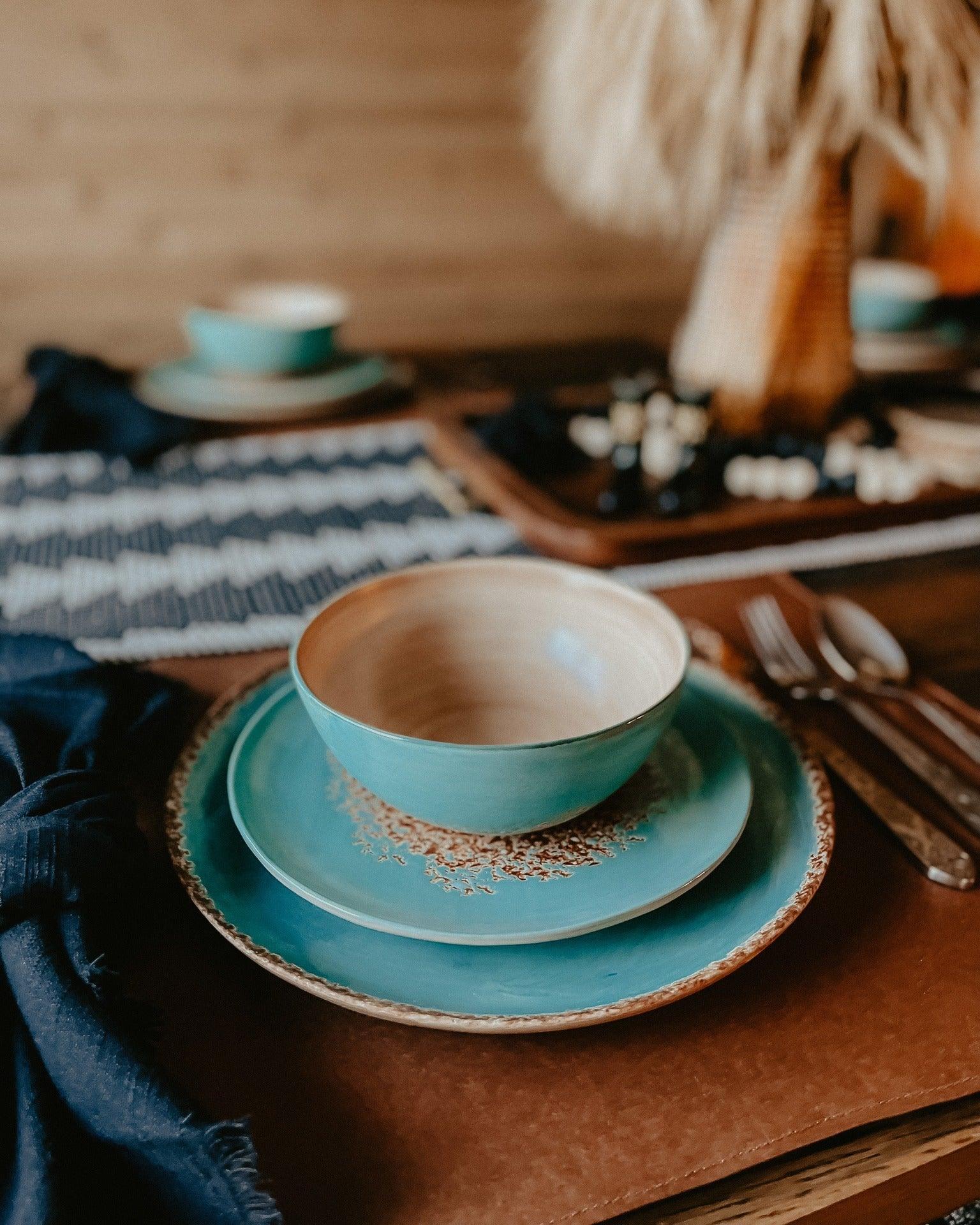 Southwestern turquoise dinner plates and bowls