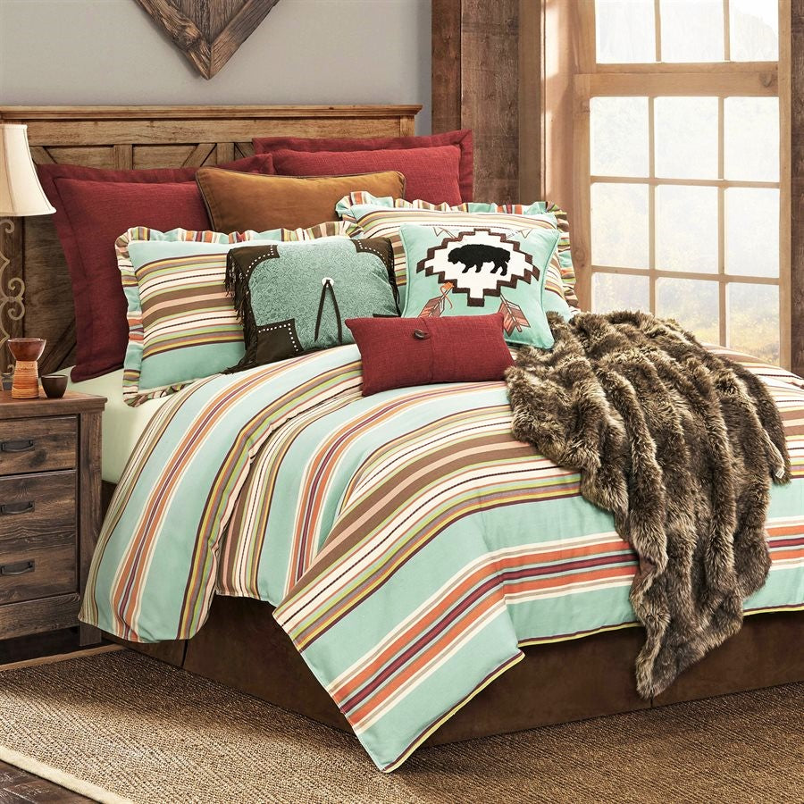 Turquoise serape comforter and pillows - Your Western Decor