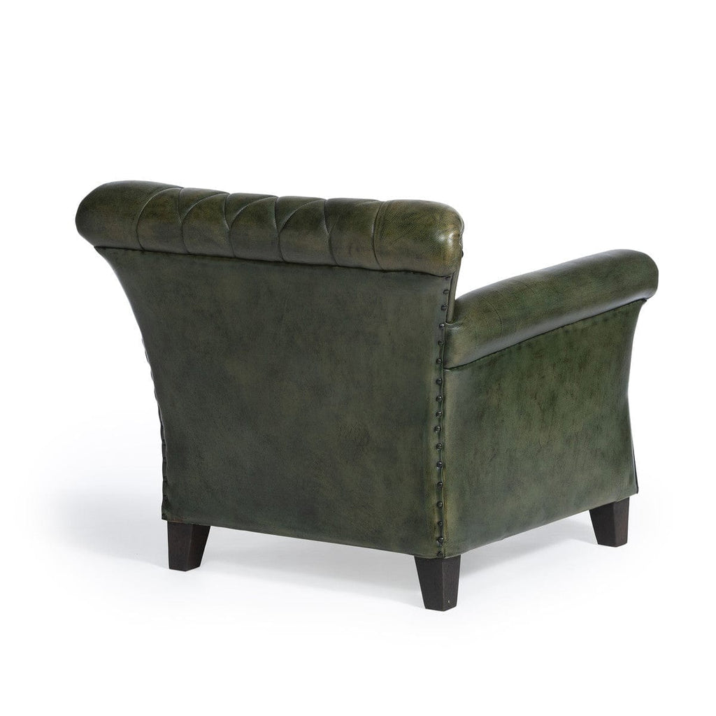 Urban Living Forest Green Buffalo Leather Accent Chair Back - Your Western Decor