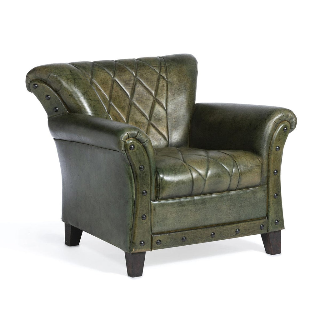Urban Living Buffalo Leather Accent Chair in Forest Green - Your Western Decor