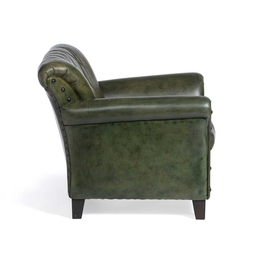 Urban Living Buffalo Leather Arm Chair Side View - Forest green leather chair - Your Western Decor