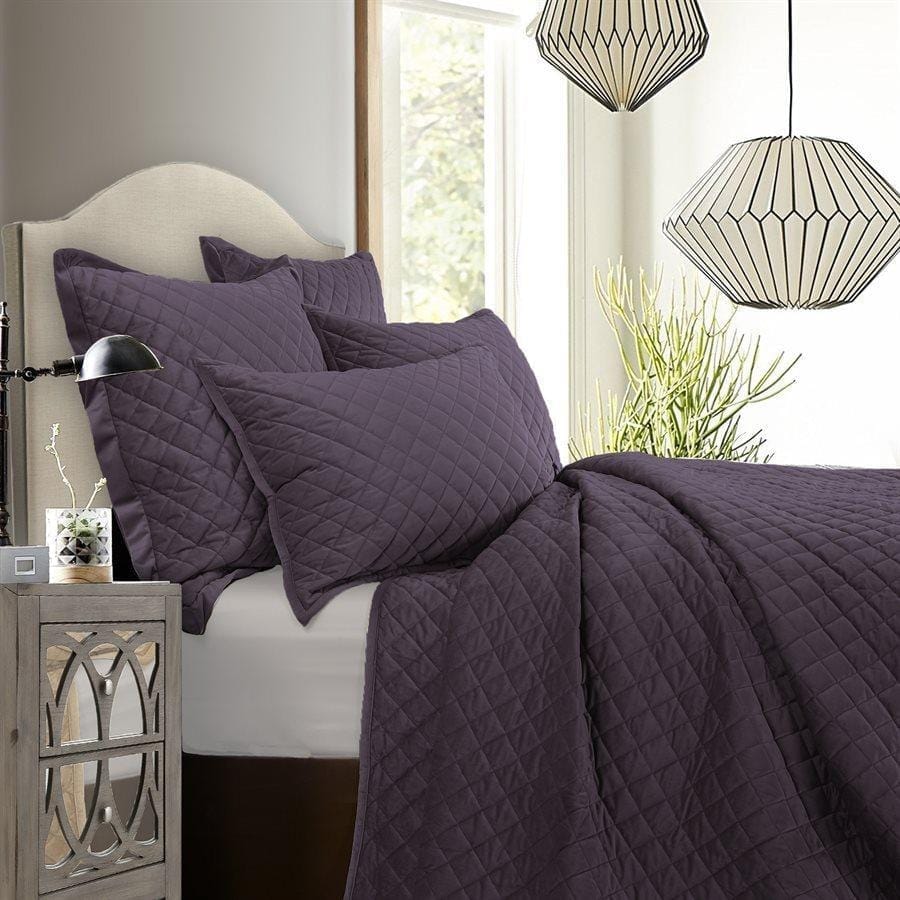 Velvet Diamond Quilt Set in Amethyst color from HiEnd Accents