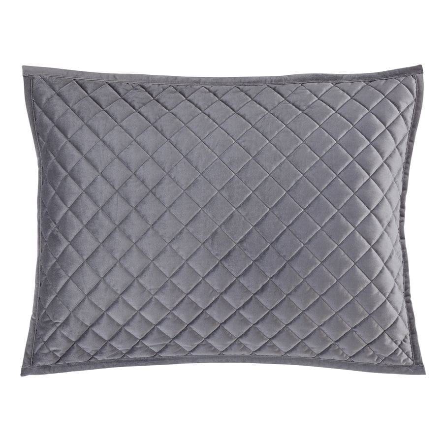 Grey velvet quilted king pillow sham - Your Western Decor, LLC
