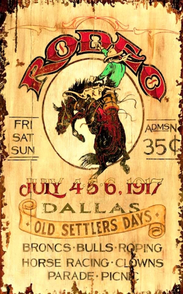Vintage Dallas Old Settlers Rodeo Sign - Your Western Decor & Design