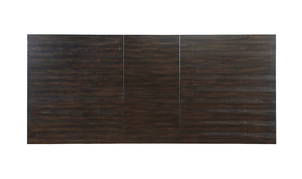 Dark walnut rectangle dining table top view - Your Western Decor