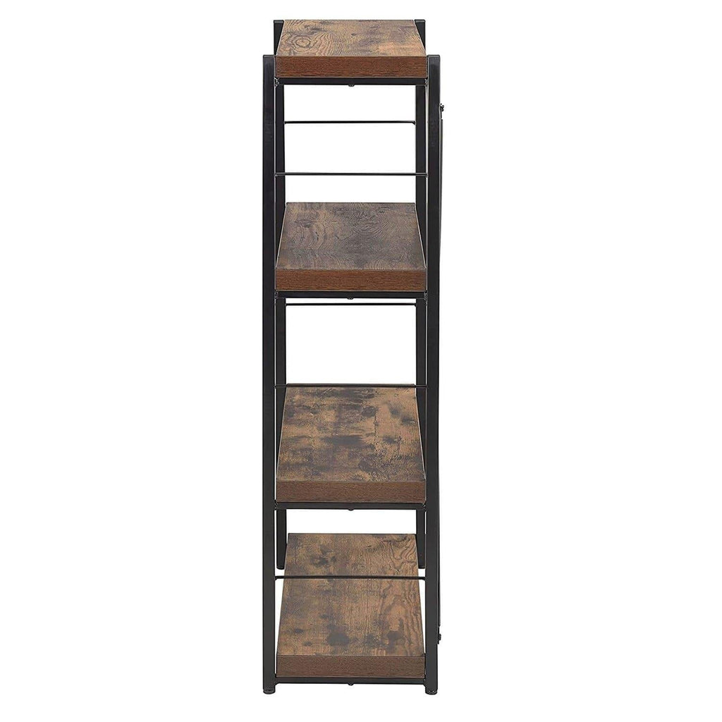 Rustic Weathered oak wood and metal floor shelving bookcase. Your Western Decor