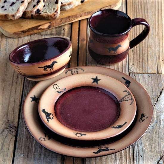 Texas West Red and Terra Cotta Western Dinnerware. Handmade Pottery, Made in the USA. Your Western Decor