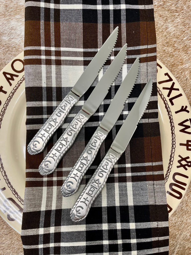 Engraved Rope & Brands Steak Knives - Your Western Decor