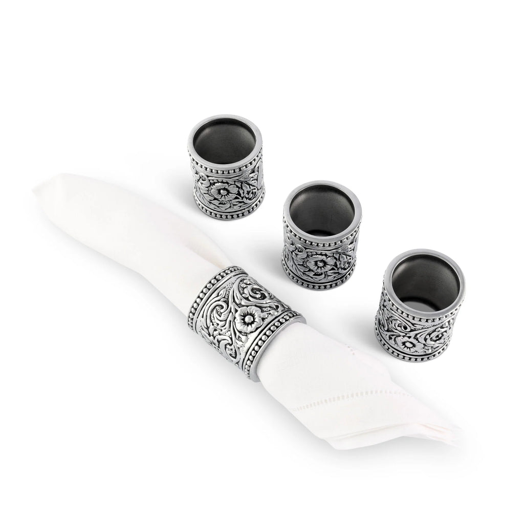Western Floral Embossed Napkin Rings - Your Western Decor