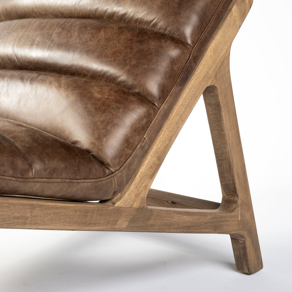 Whiskey Leather Chaise Lounge Frame Detail - Your Western Decor
