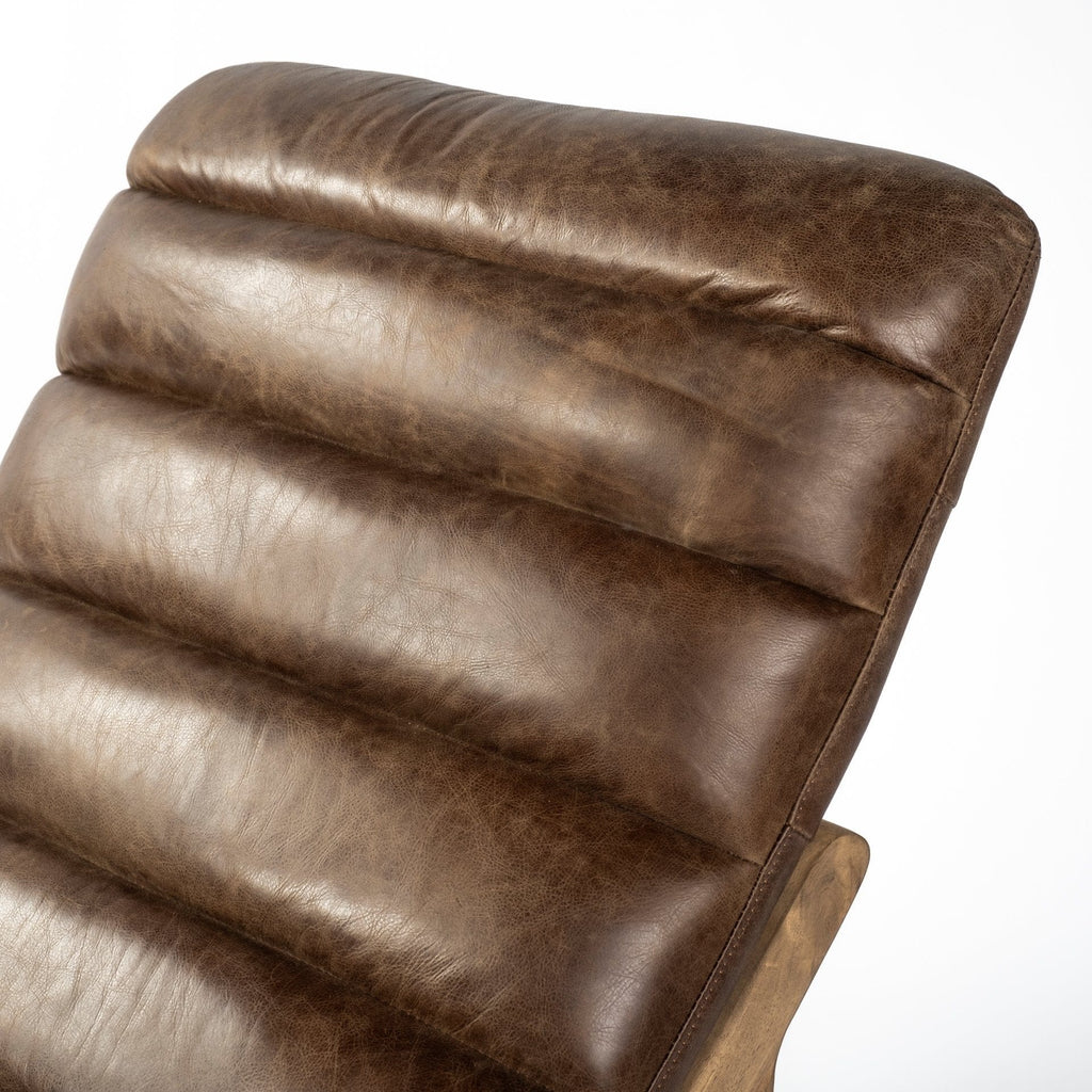 Whiskey Leather Chaise Lounge Cushion and Upholstery Detail - Your Western Decor