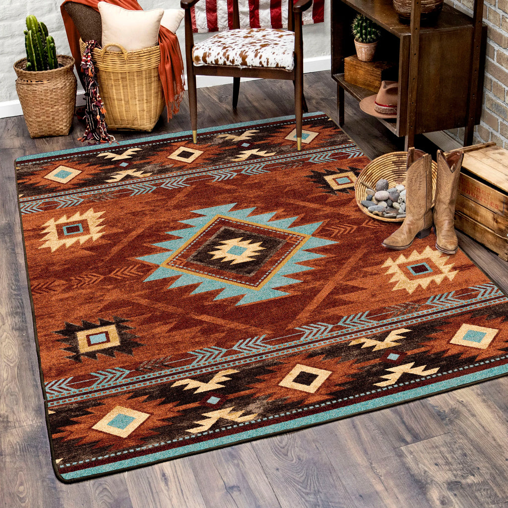 Whiskey River Area Rug Rust - American Made Rugs - Your Western Decor