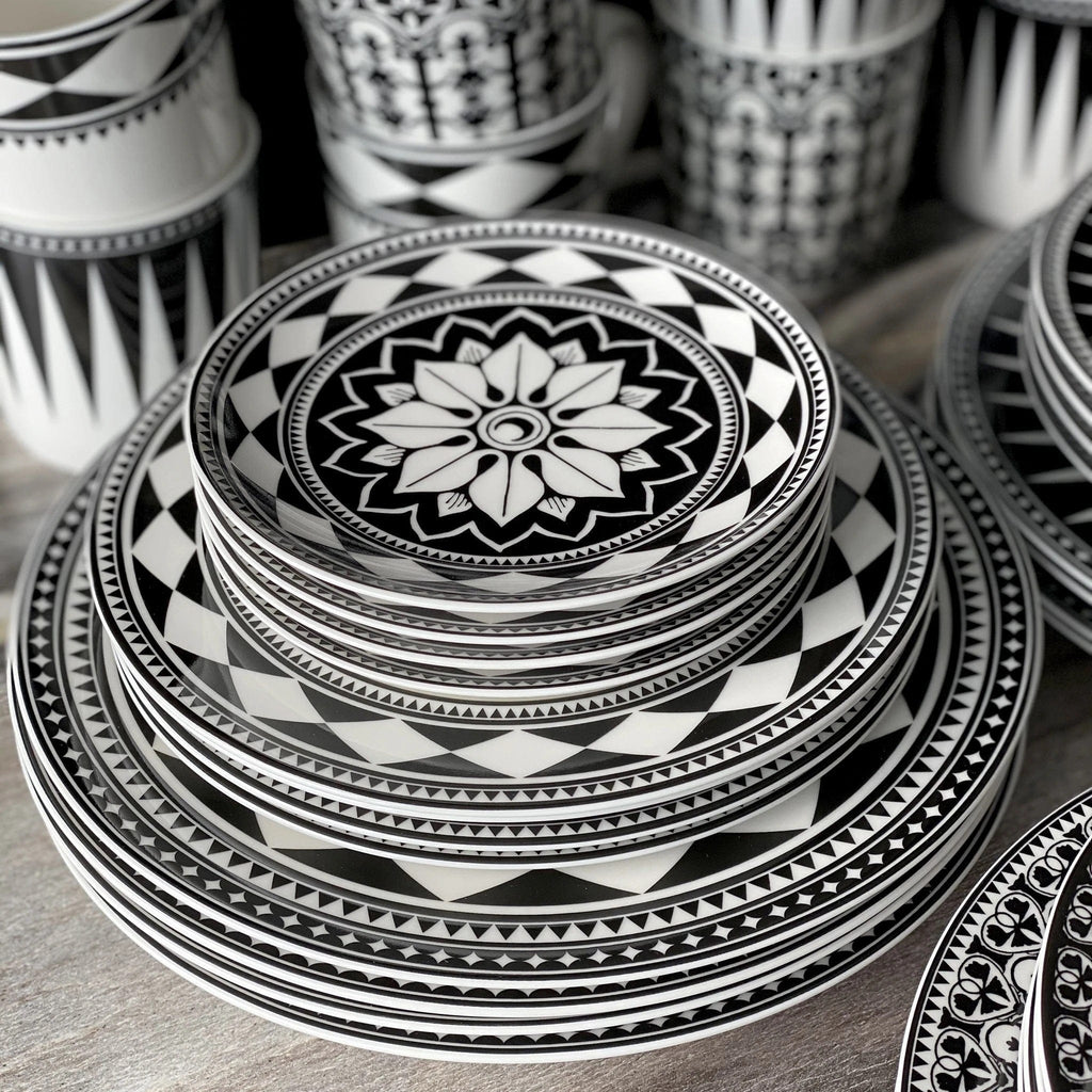 Black and white patterned porcelain dinnerware sets - Your Western Decor