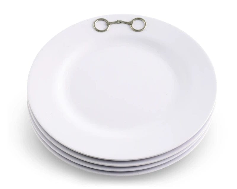 White Melamine 10" Plates w/ Snaffle Bit - 4 piece set - Your Western Decor