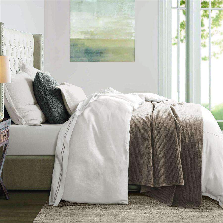 White linen duvet cover with grey coverlet. Your Western Decor
