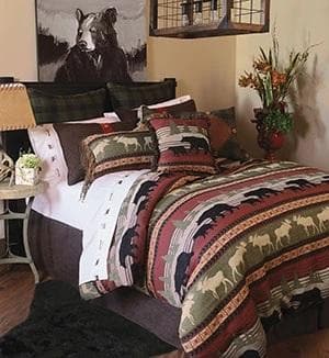 Wilbur Mountain bear and moose lodge comforter collection. Your Western Decor.