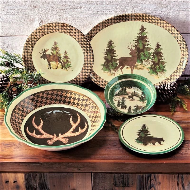 Wildlife Lodge Melamine 14 piece dinnerware set - Your Western Decor, LLC