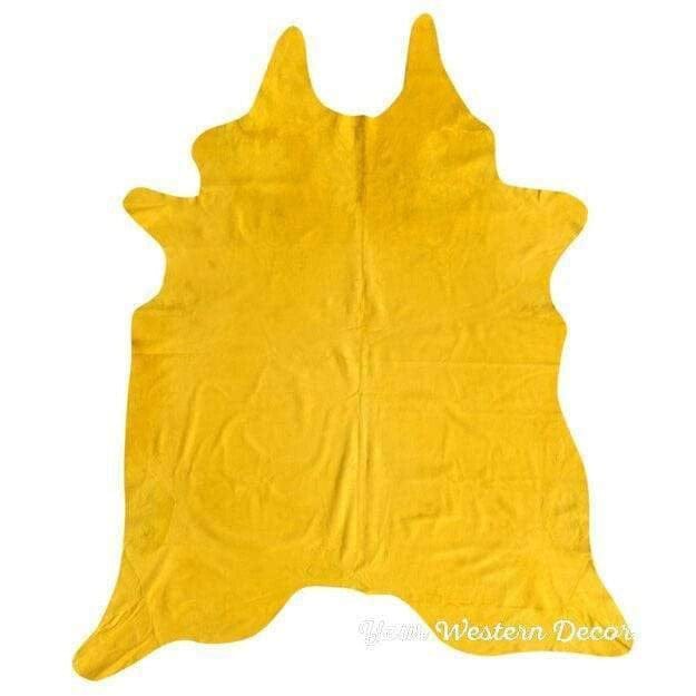 Dyed yellow cowhide rug - Your Western Decor